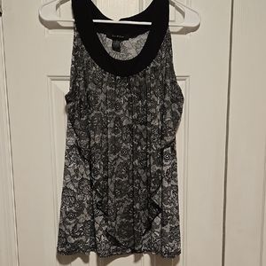 EUC -Black and Gray Lace-Look Sleeveless Top